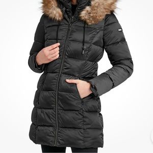 Laundry by Shelli Segal Women's Faux-Fur-Trim Puffer Coat Winter Jacket Medium